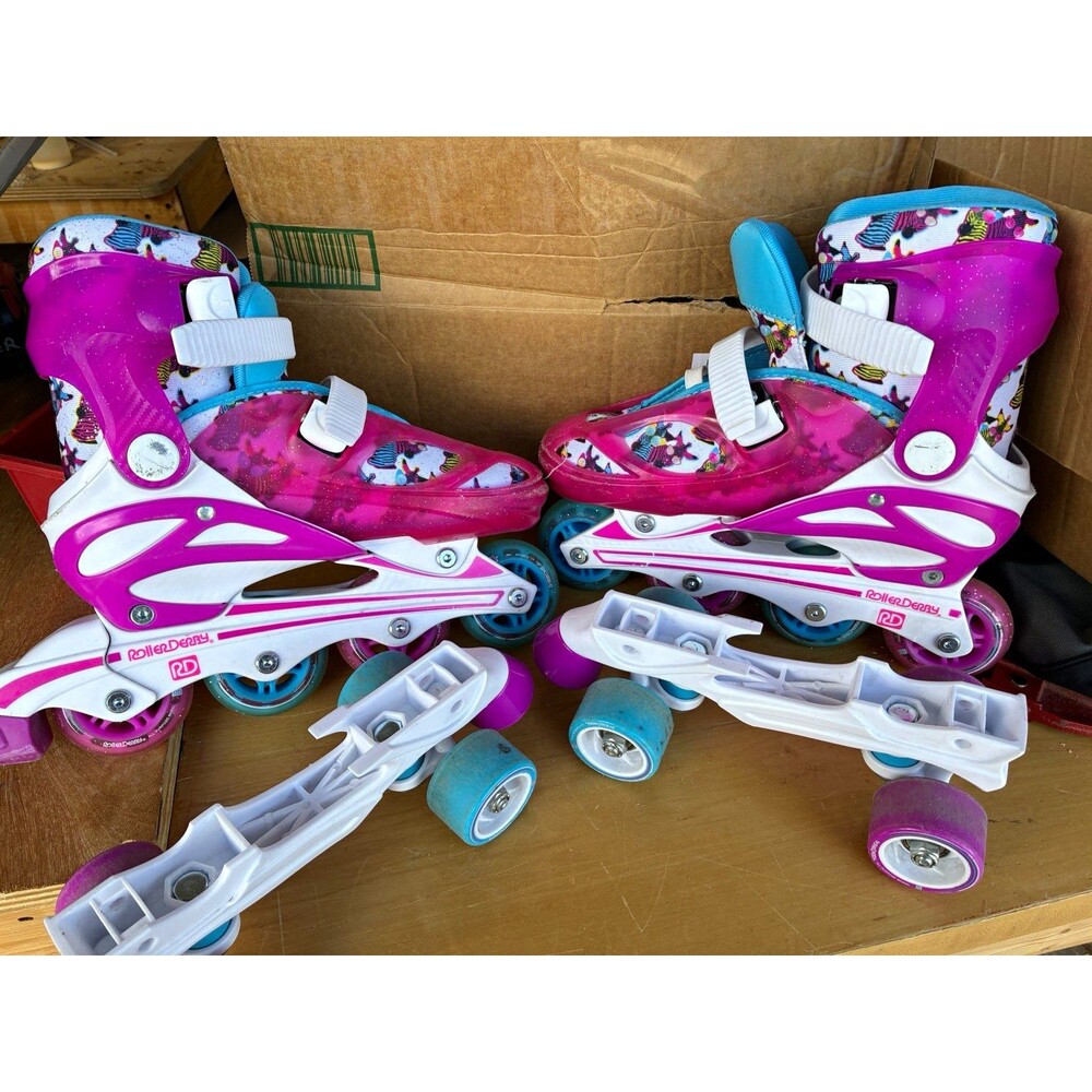 Roller Derby Youth Adjustable Inline Skates Pink/White/Blue Size 3-6